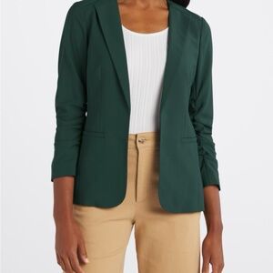 Skies Are Blue Raja collarless Ruched Sleeve blazer